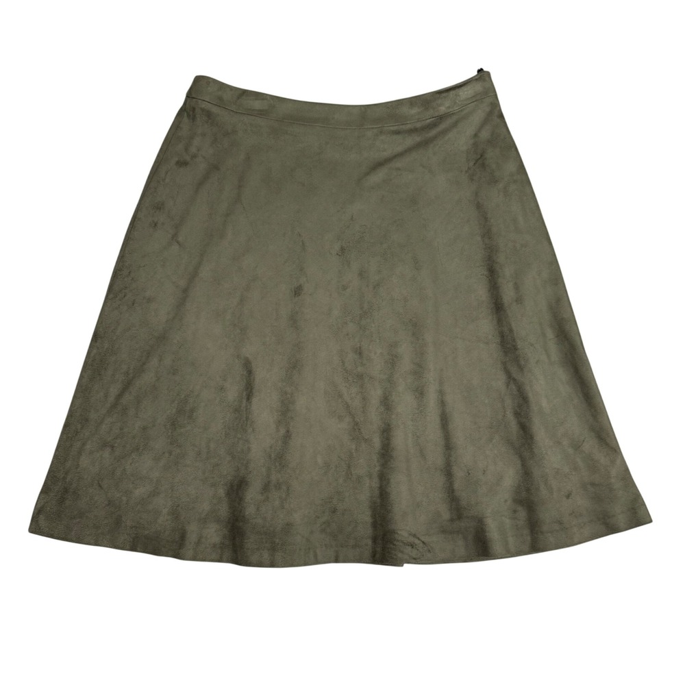 Tahari Moss Green Faux Suede A-Line Skirt Size 8 NWT Benson
